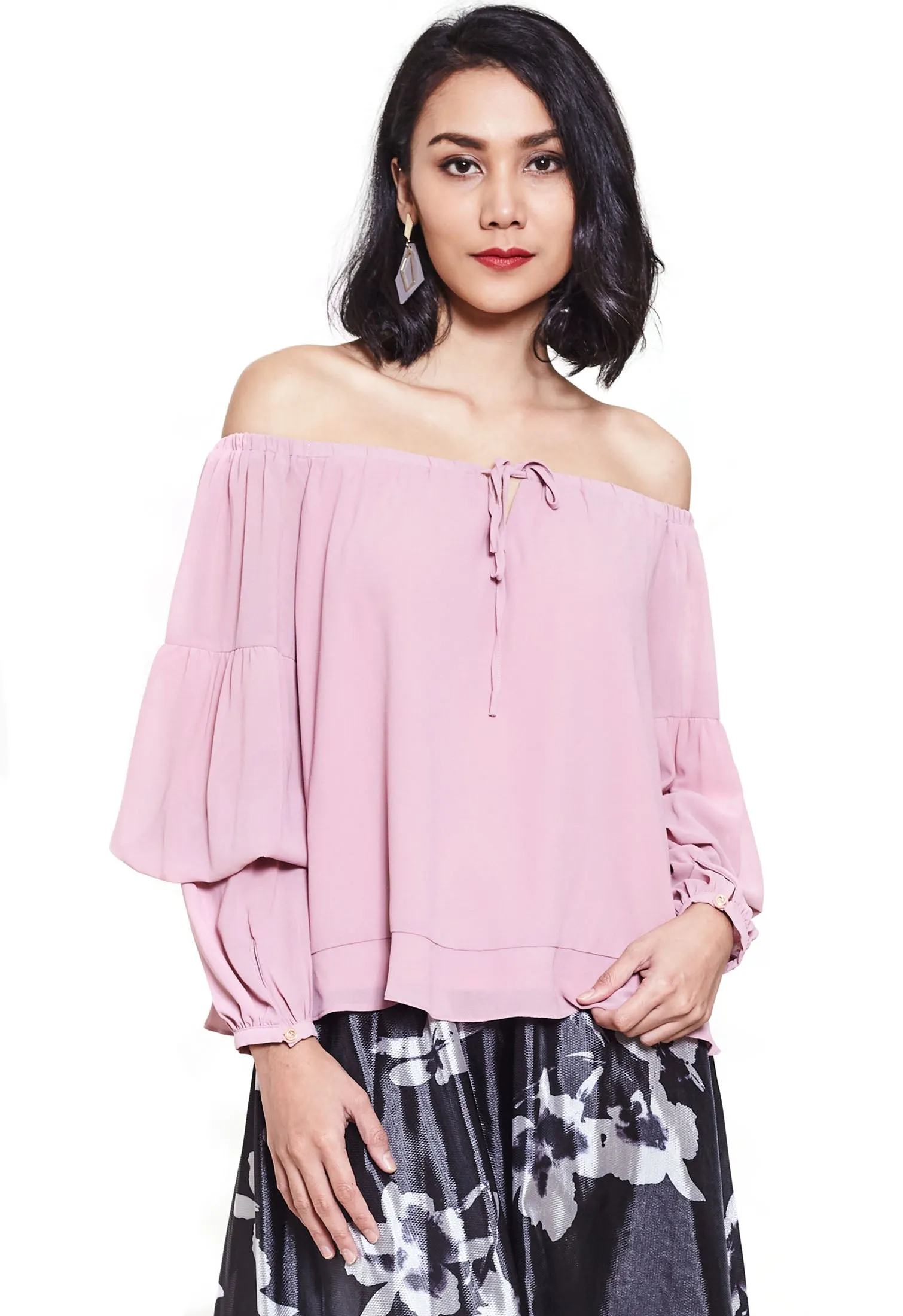 Flounce Sleeve Off Shoulder Blouse