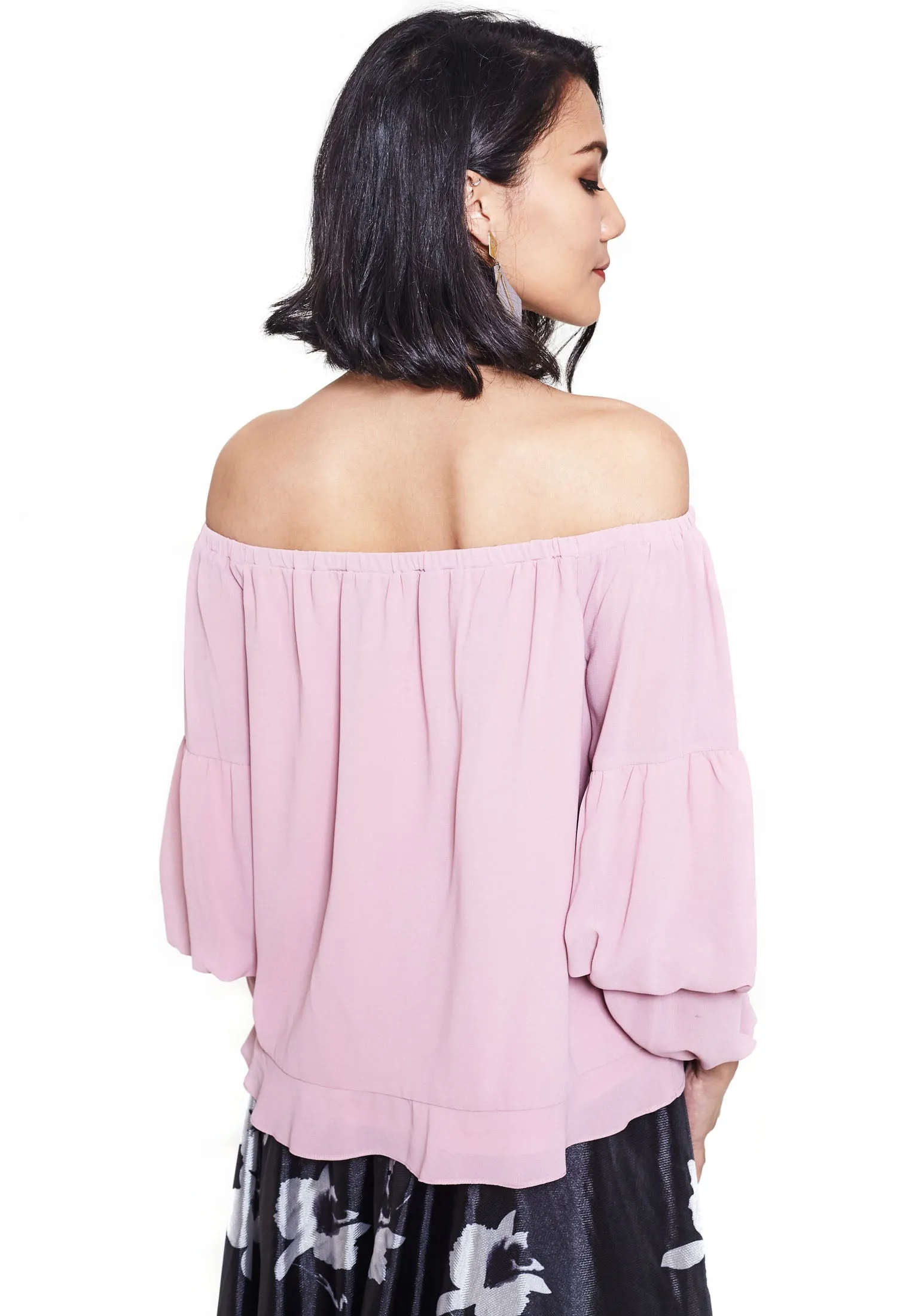 Flounce Sleeve Off Shoulder Blouse