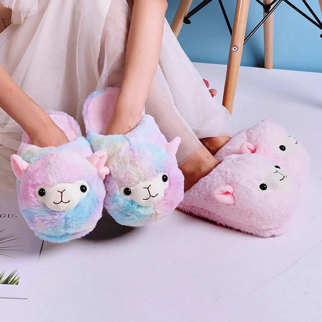 Fluffy Alpaca Plush Slippers