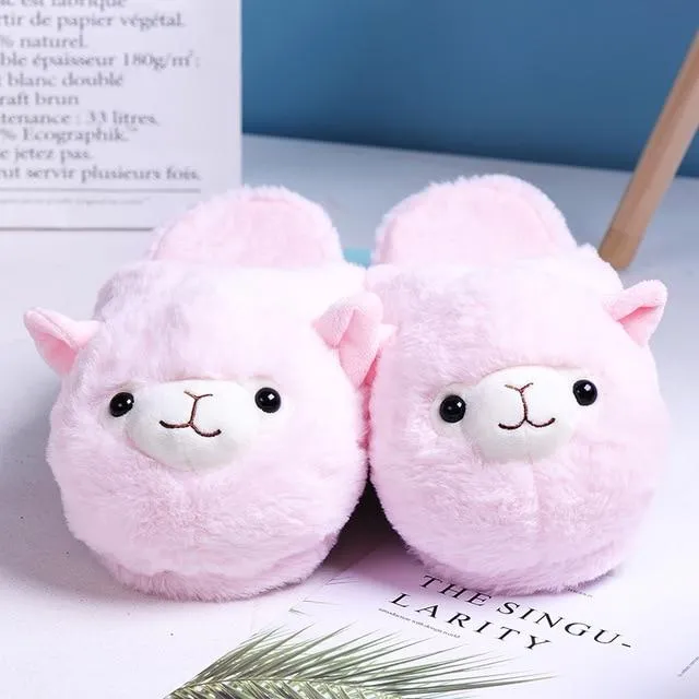 Fluffy Alpaca Plush Slippers