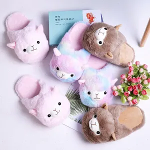 Fluffy Alpaca Plush Slippers