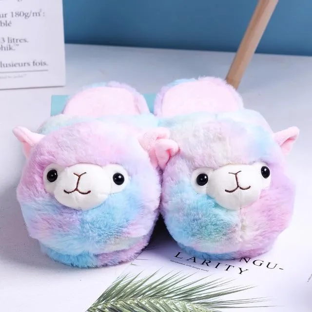 Fluffy Alpaca Plush Slippers