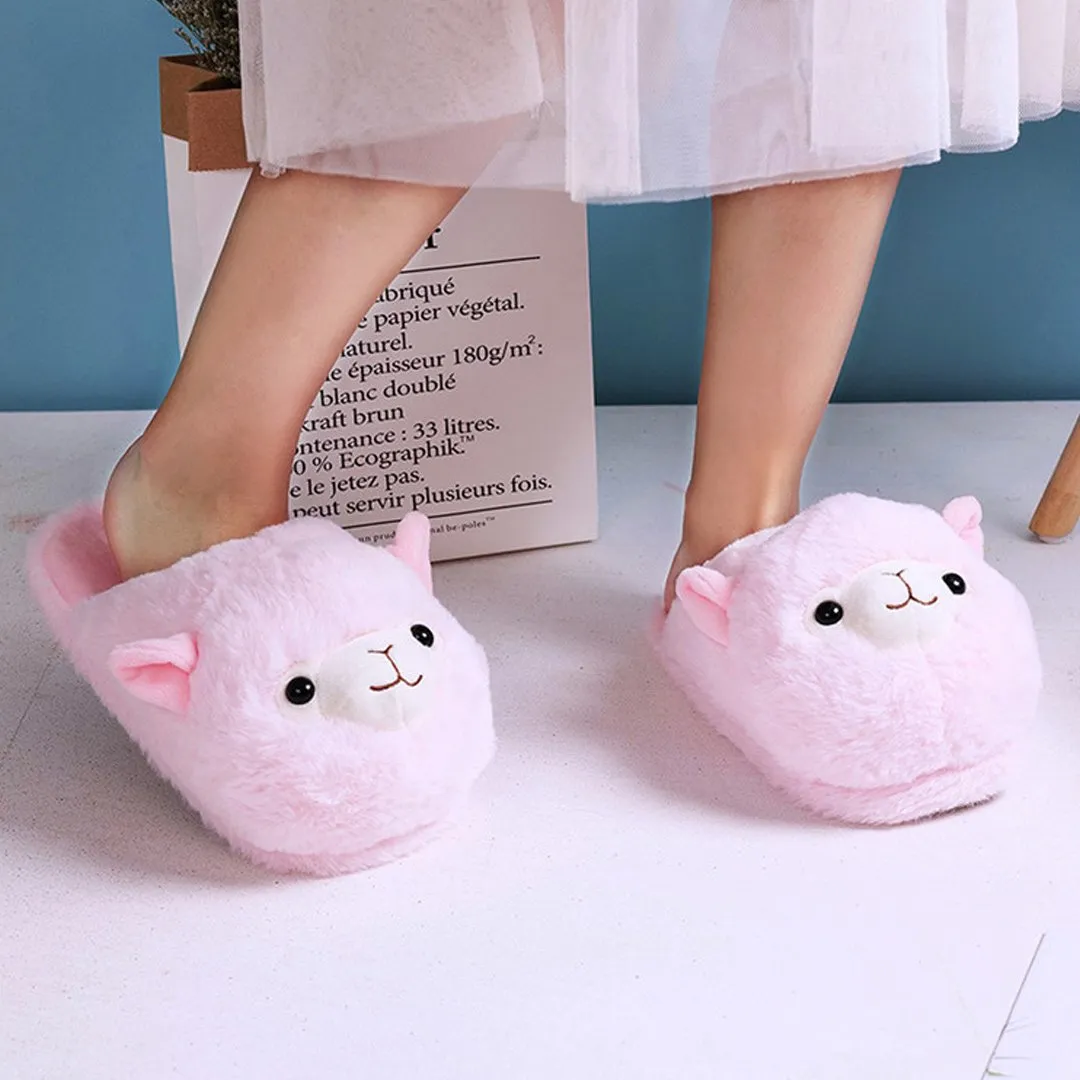 Fluffy Alpaca Plush Slippers