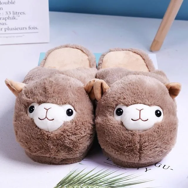 Fluffy Alpaca Plush Slippers