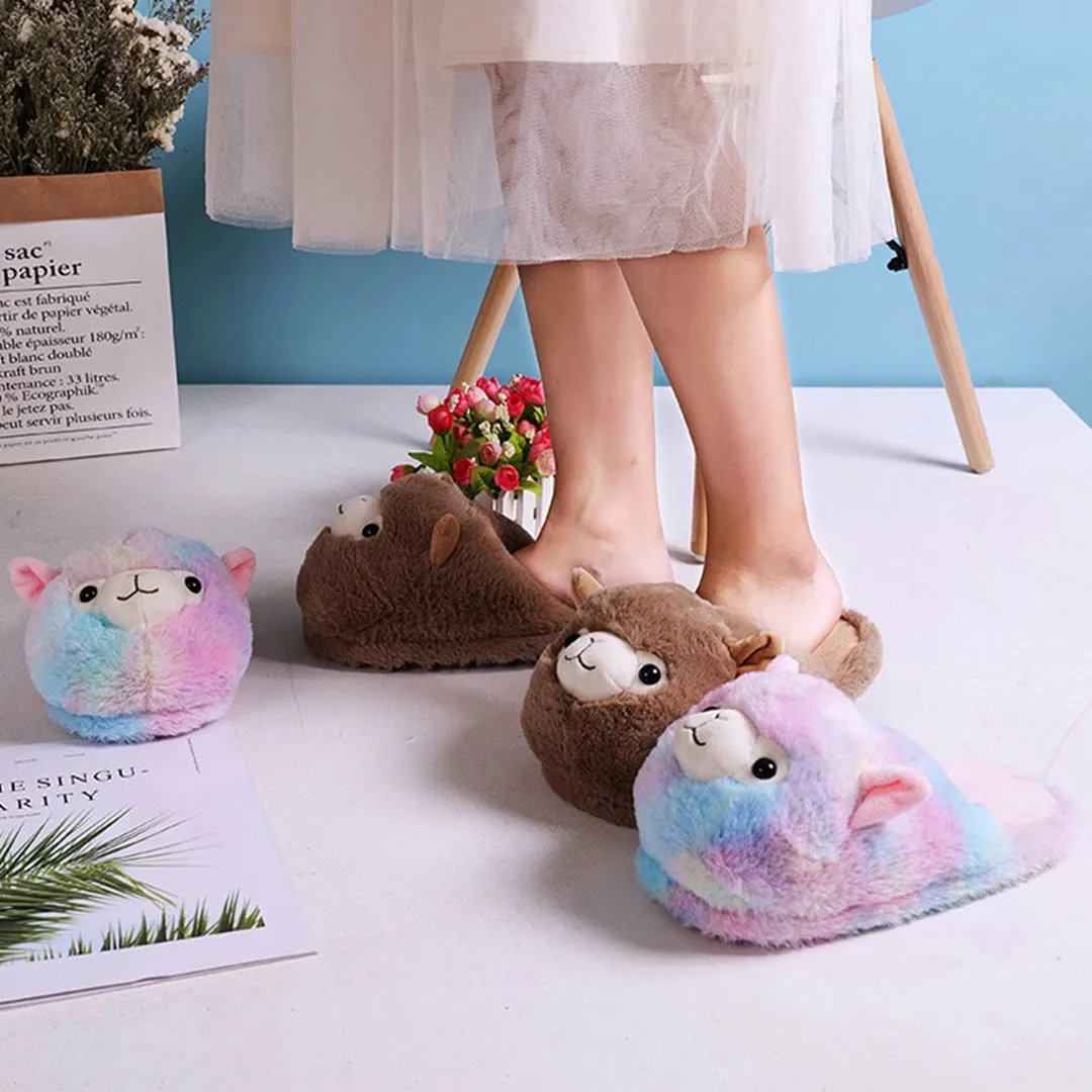 Fluffy Alpaca Plush Slippers