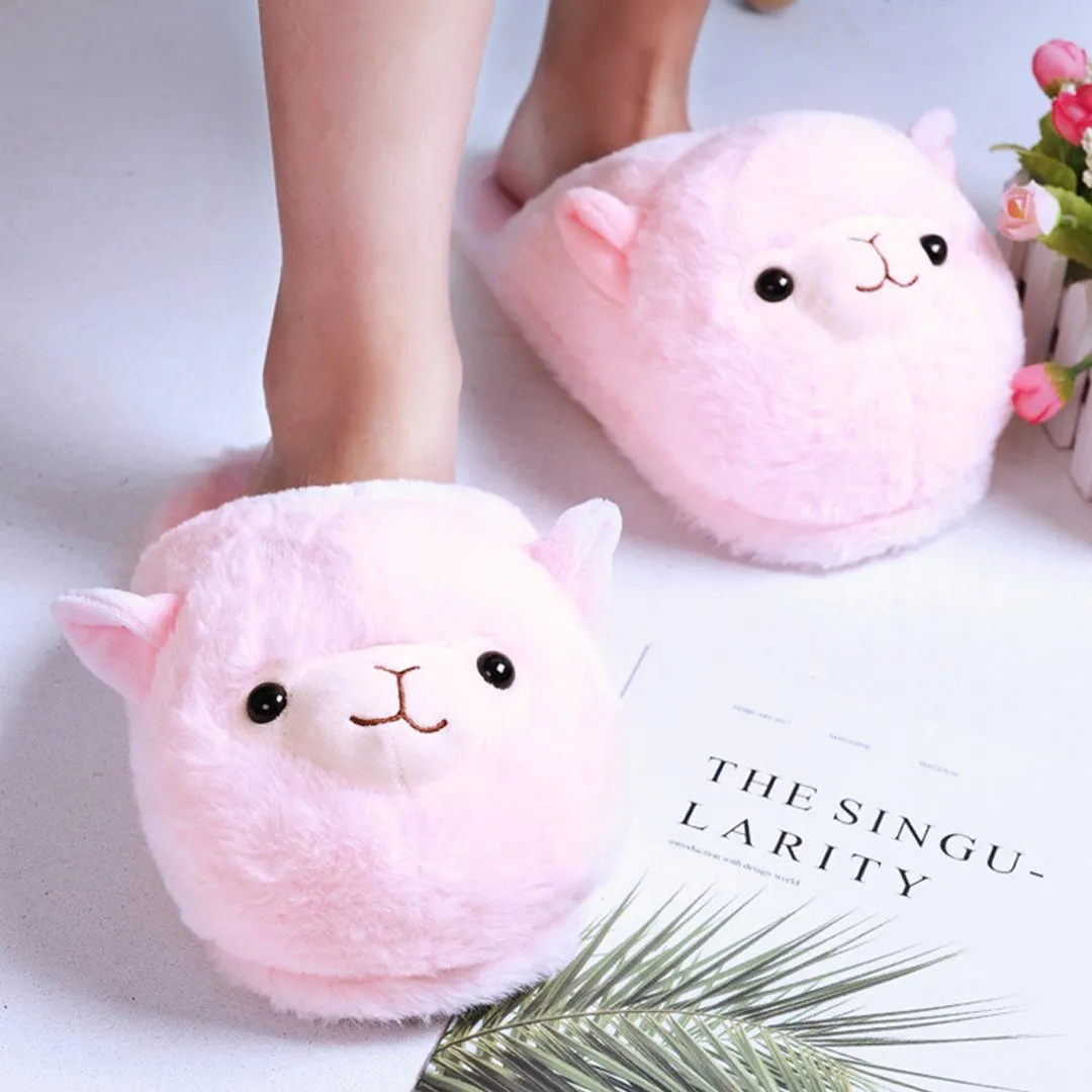 Fluffy Alpaca Plush Slippers