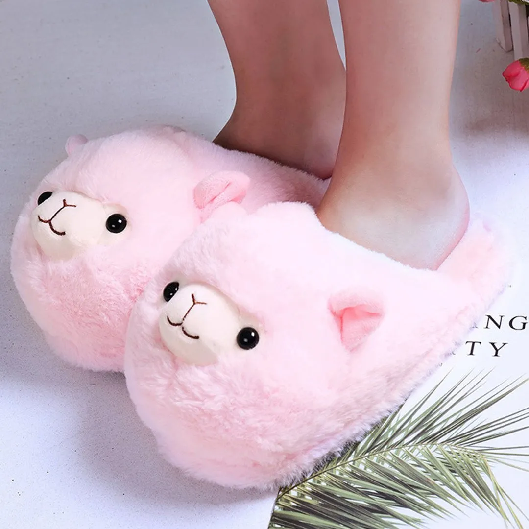 Fluffy Alpaca Plush Slippers