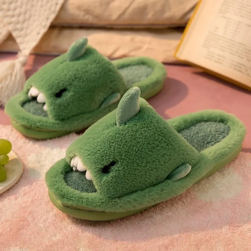 Fluffy Shark Open-toe Plush Slippers