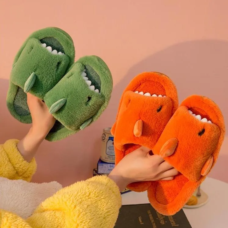 Fluffy Shark Open-toe Plush Slippers