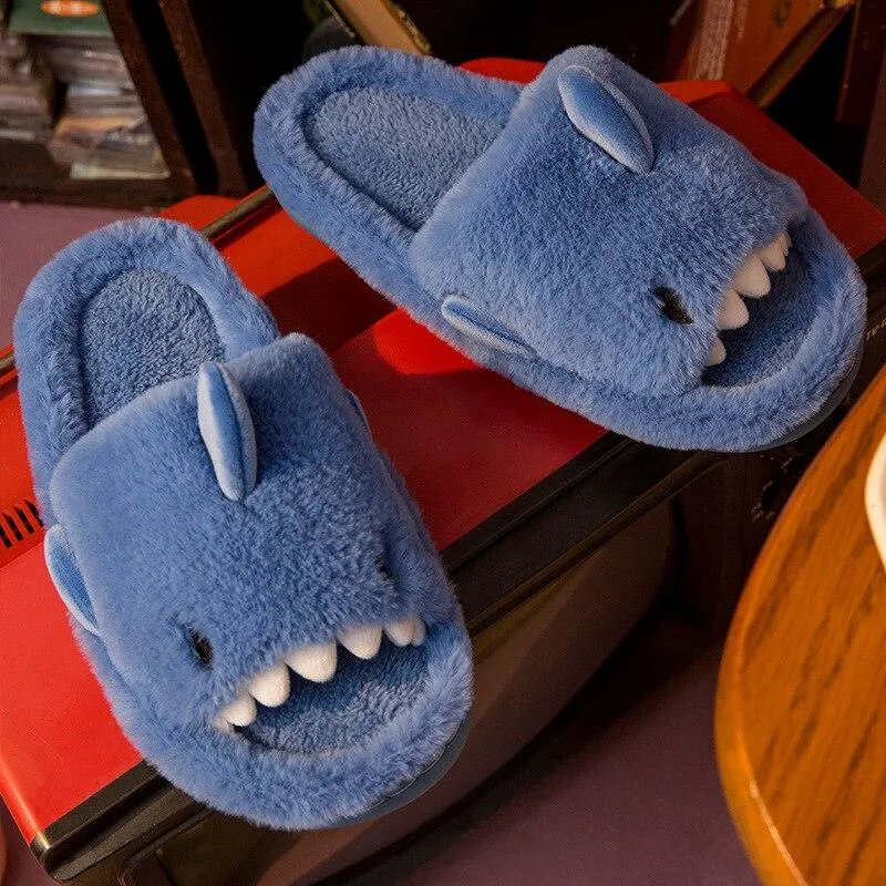 Fluffy Shark Open-toe Plush Slippers