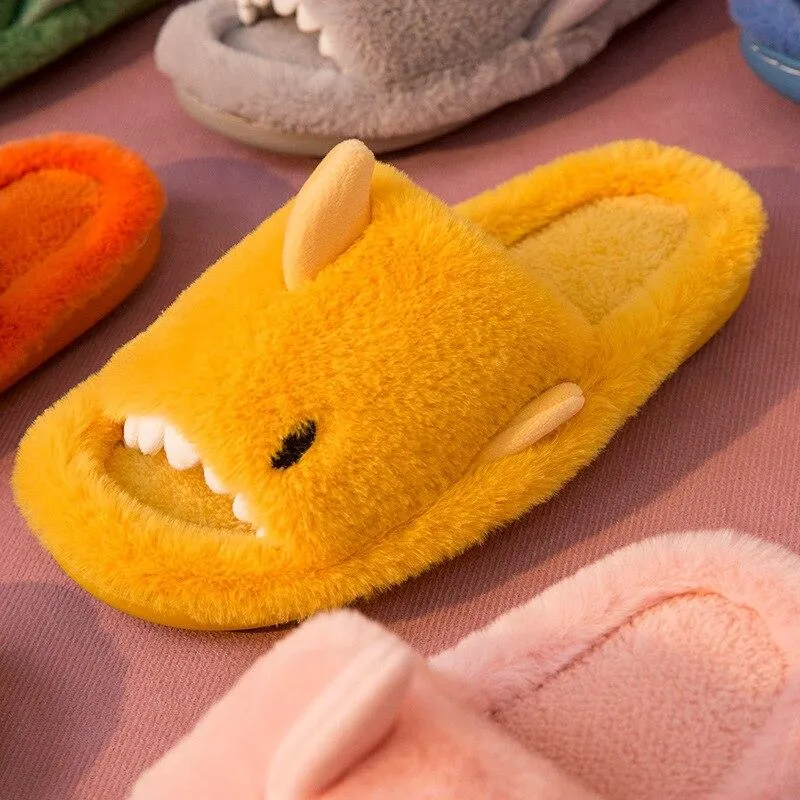 Fluffy Shark Open-toe Plush Slippers