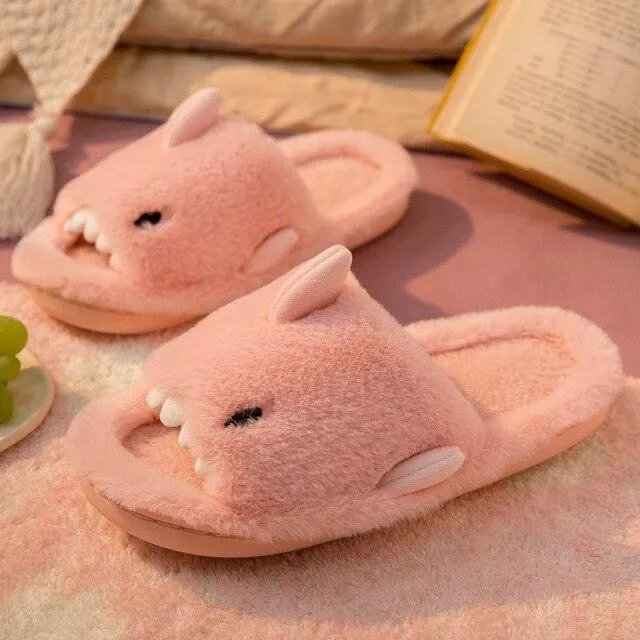 Fluffy Shark Open-toe Plush Slippers