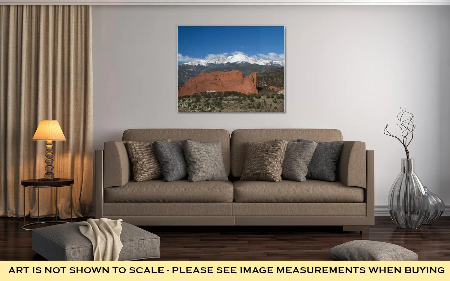 Gallery Wrapped Canvas, Clouds Roll Over Pikes Peak In Colorado Springs With The Red Rock Formation Of