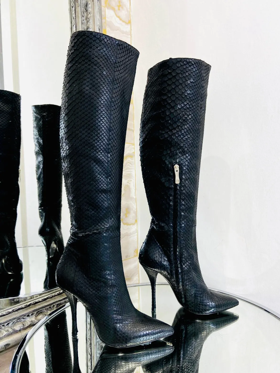 Gianmarco Lorenzi Python Skin Boots, Size 38