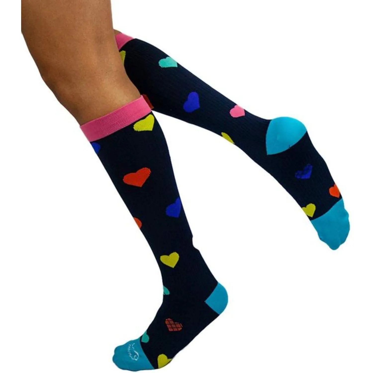 Heart Compression Socks, Anti-Fatigue, Comfortable, Fits Adult and Youth ( 4 Pairs)