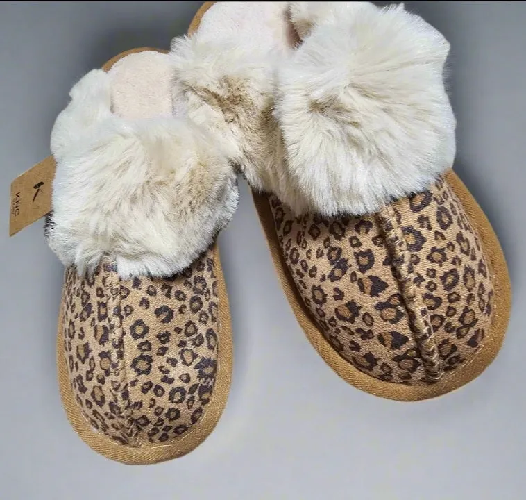 Leopard Print Suede Soft Home Slippers