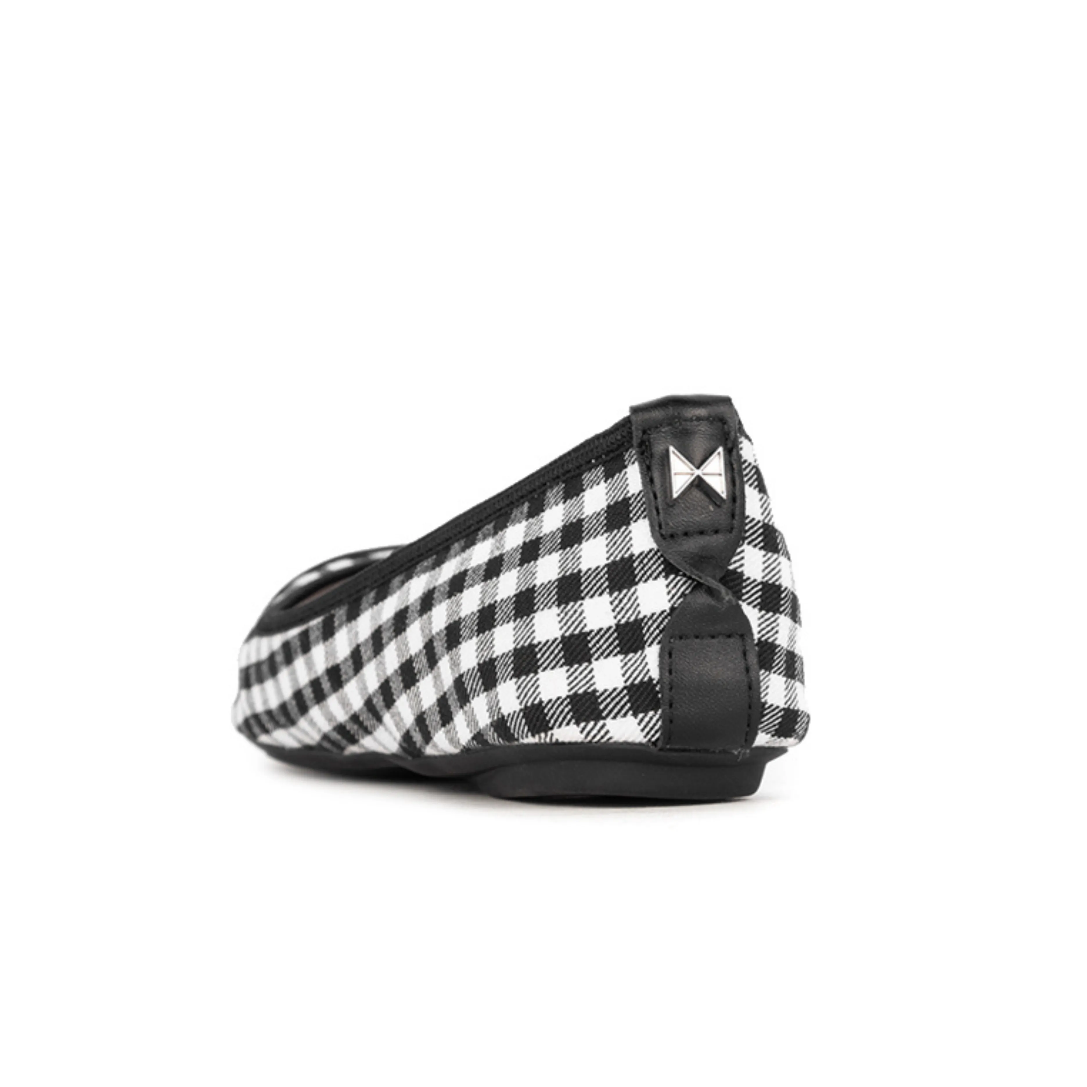 LOTTIE Ballet Flat Shoes - Black/White Check