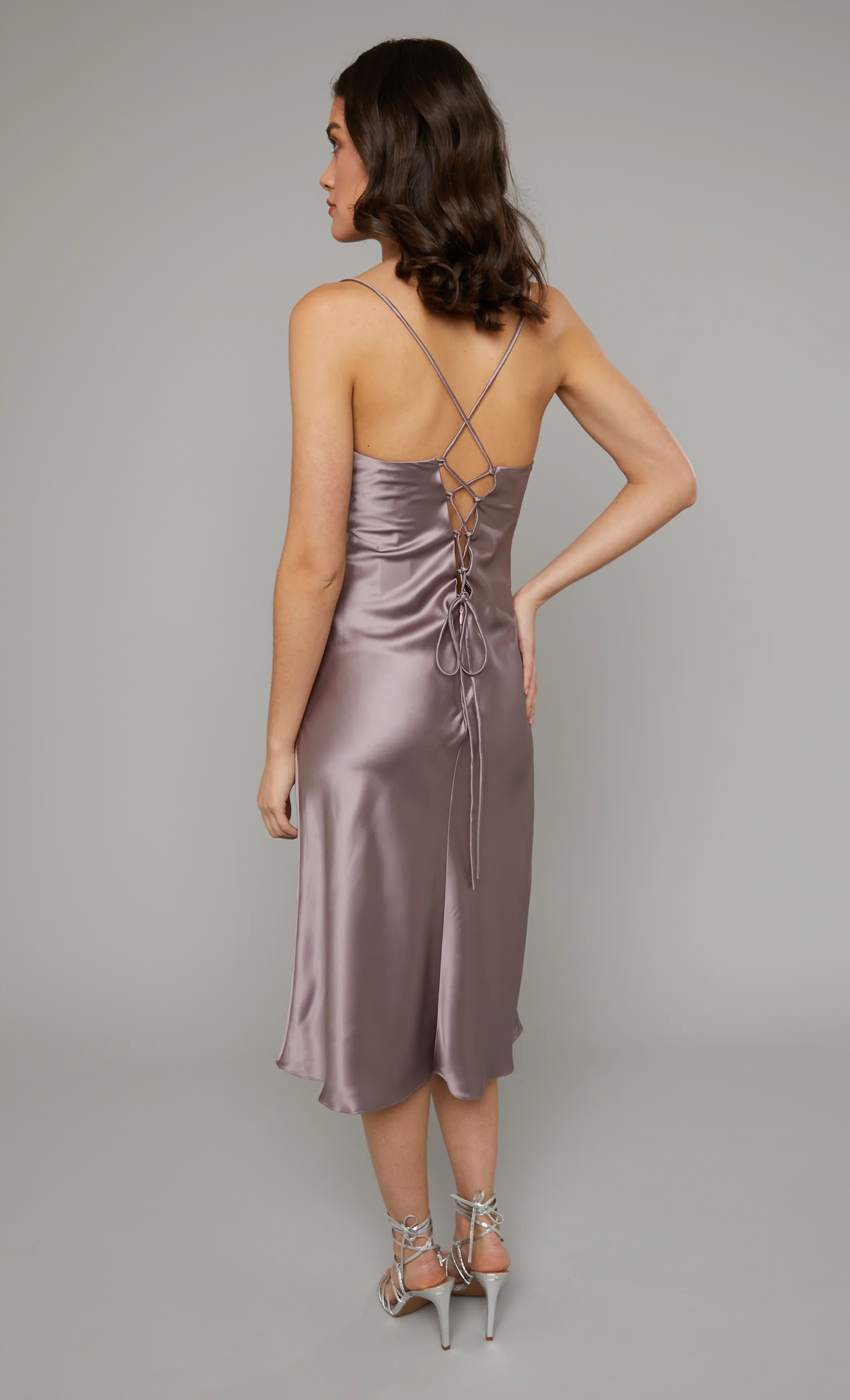 Mauve Pink Tuck Cup Midi Slip Dress