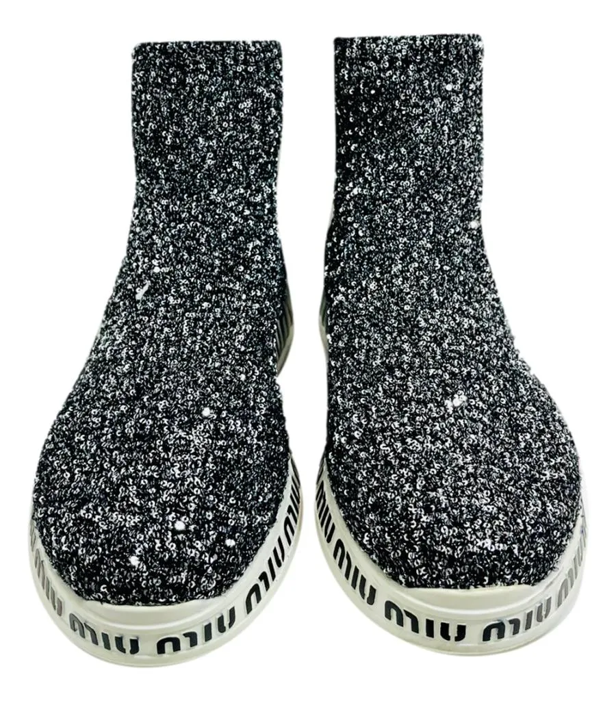 Miu Miu Sequin Sock Logo Sneakers. Size 38.5