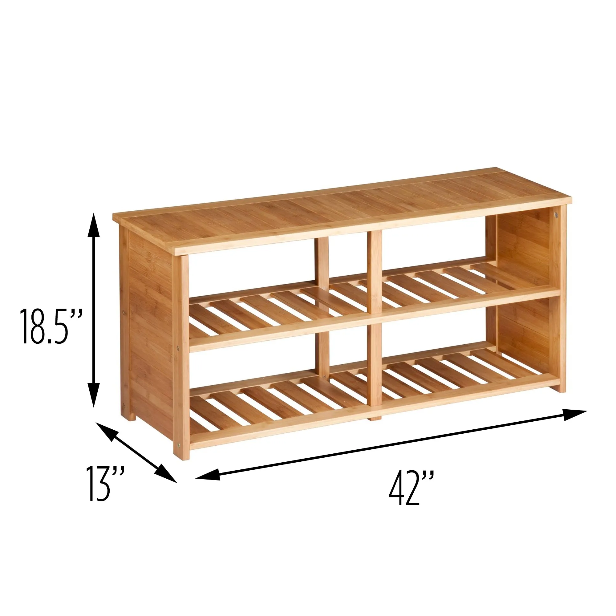 Natural Bamboo Shoe Storage Bench