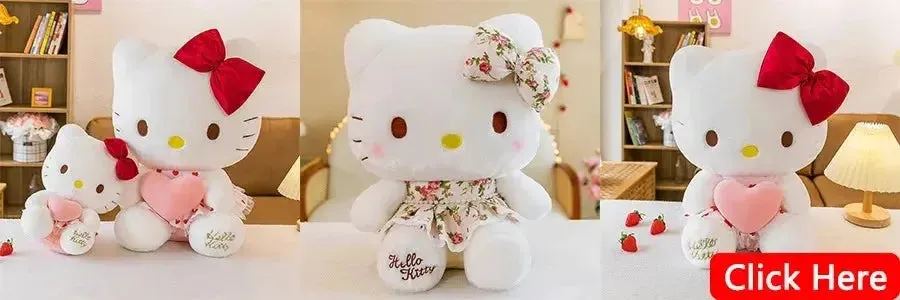 New Sanrio Kawaii Hello Kitty Plush Toys Pillow Doll Stuffed Animal Children Plushies Home Decoration Peluche Girl Birthday Gift