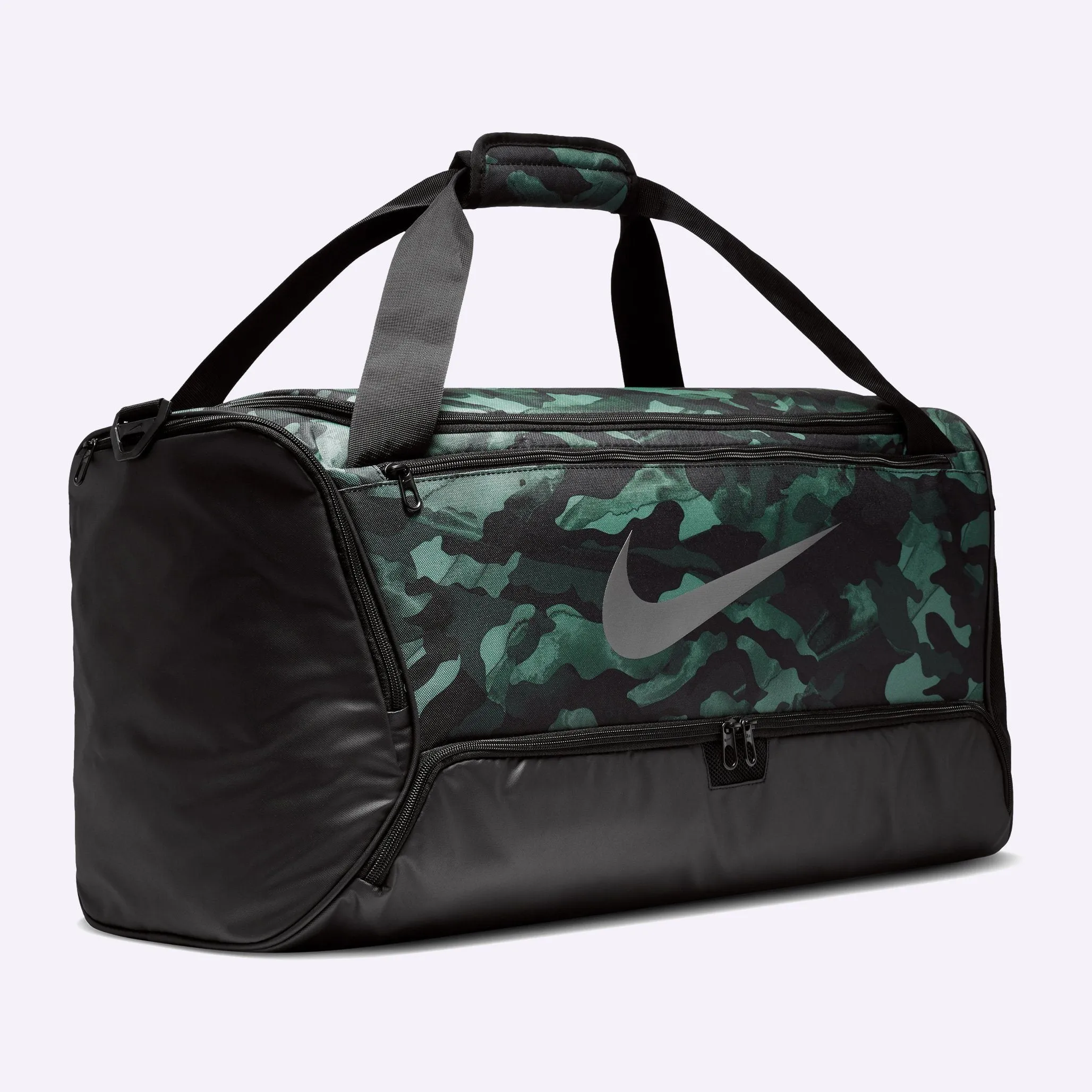 Nike - Brasilia Printed Training Duffel Bag - Medium - LIGHT SMOKE GREY/BLACK/METALLIC COOL GREY