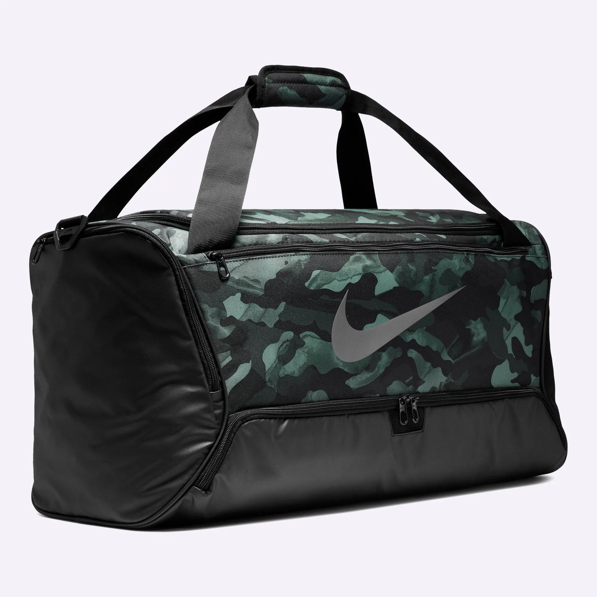 Nike - Brasilia Printed Training Duffel Bag - Medium - LIGHT SMOKE GREY/BLACK/METALLIC COOL GREY