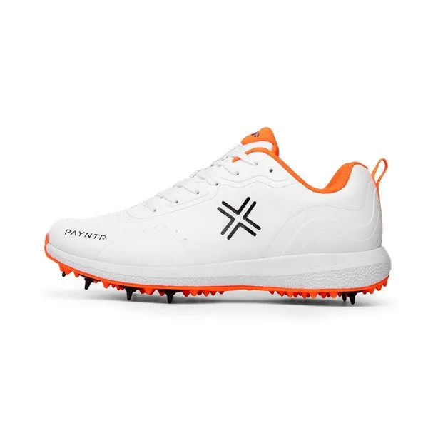 Payntr XPF-22 Batting Spike (White & Orange) Cricket Shoes