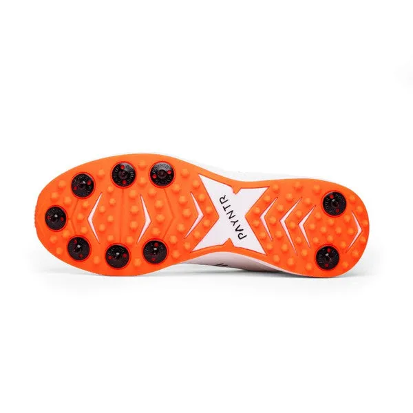 Payntr XPF-22 Batting Spike (White & Orange) Cricket Shoes