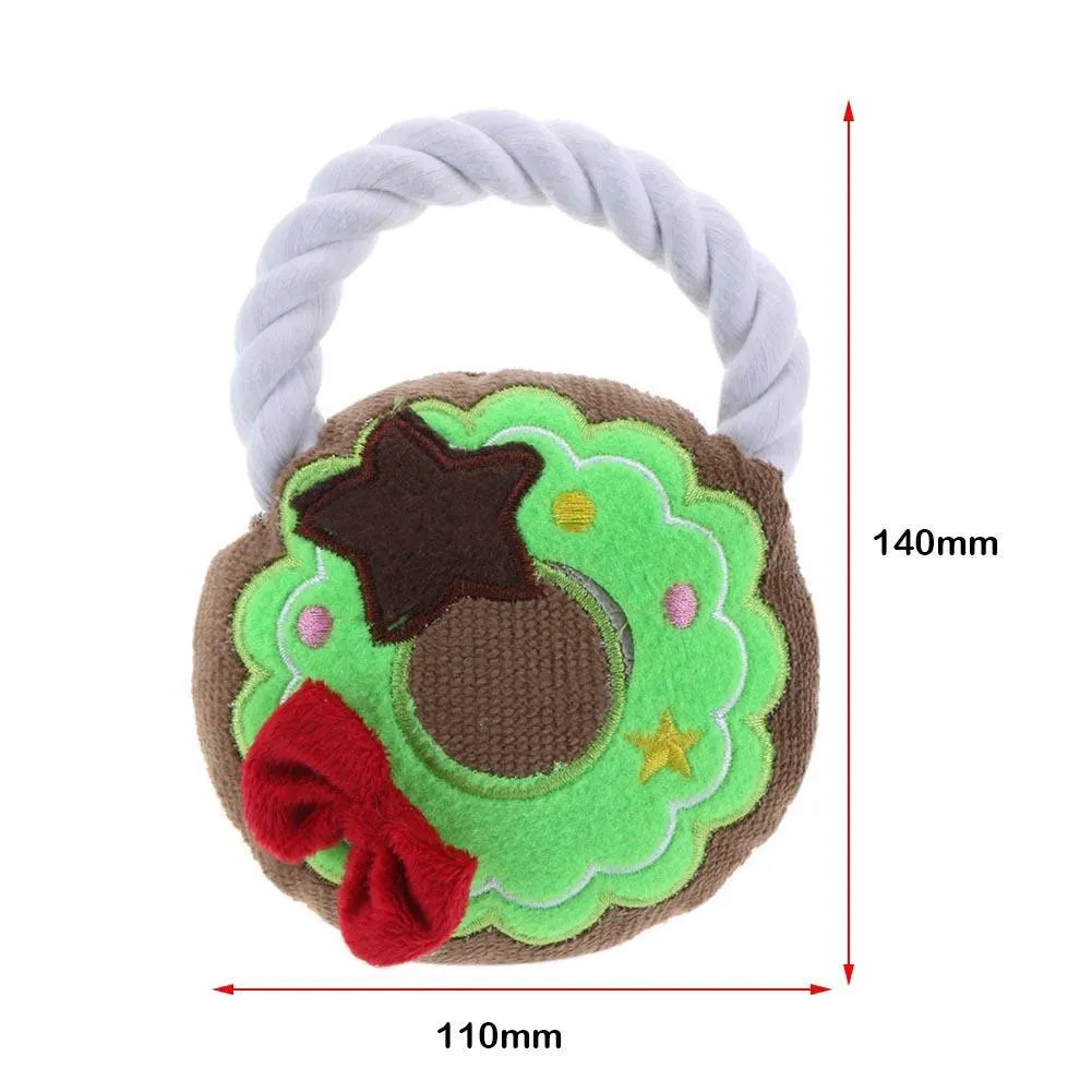 Pet Squeaky Plush Resistant Biting Training Christmas Wreath Sounding Toys