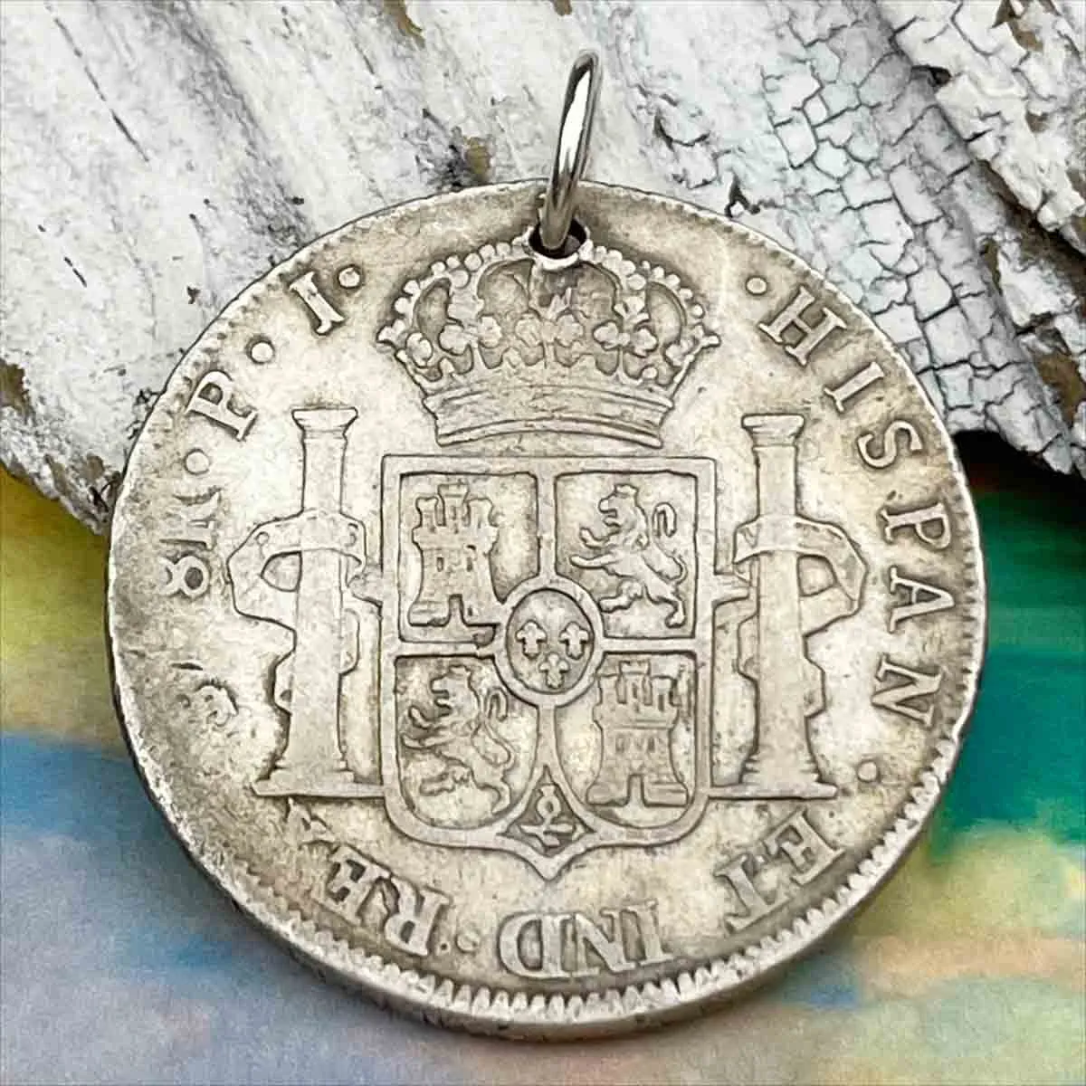 Pirate Chic Silver 8 Reale Spanish Portrait Dollar Dated 1814 - the Legendary "Piece of Eight" Pendant | Artifact #8891