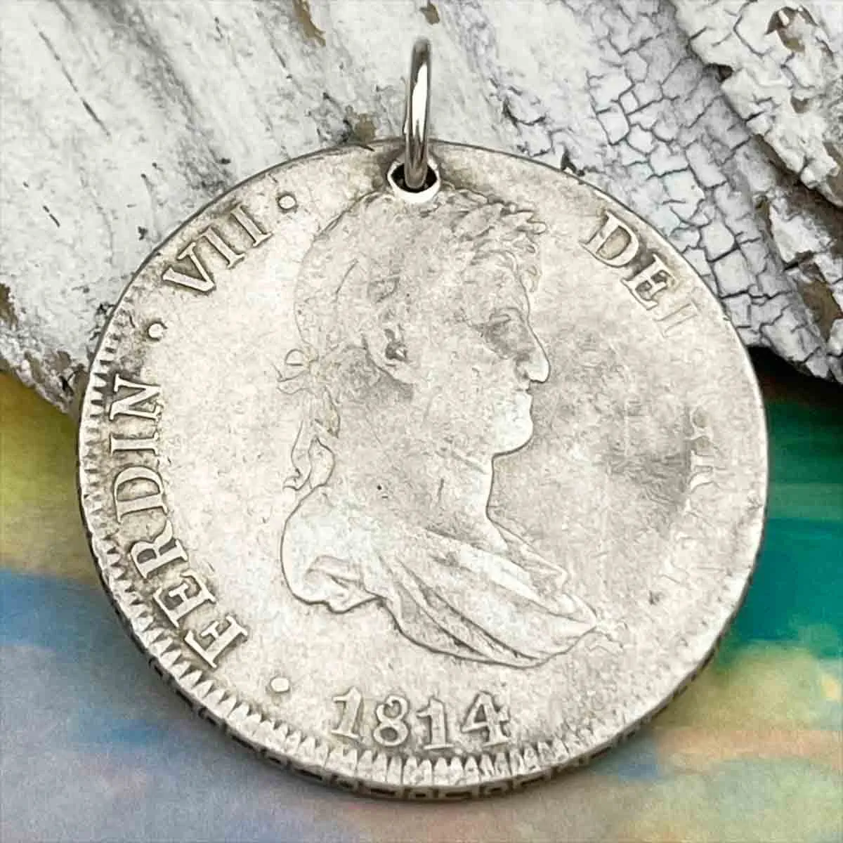 Pirate Chic Silver 8 Reale Spanish Portrait Dollar Dated 1814 - the Legendary "Piece of Eight" Pendant | Artifact #8891