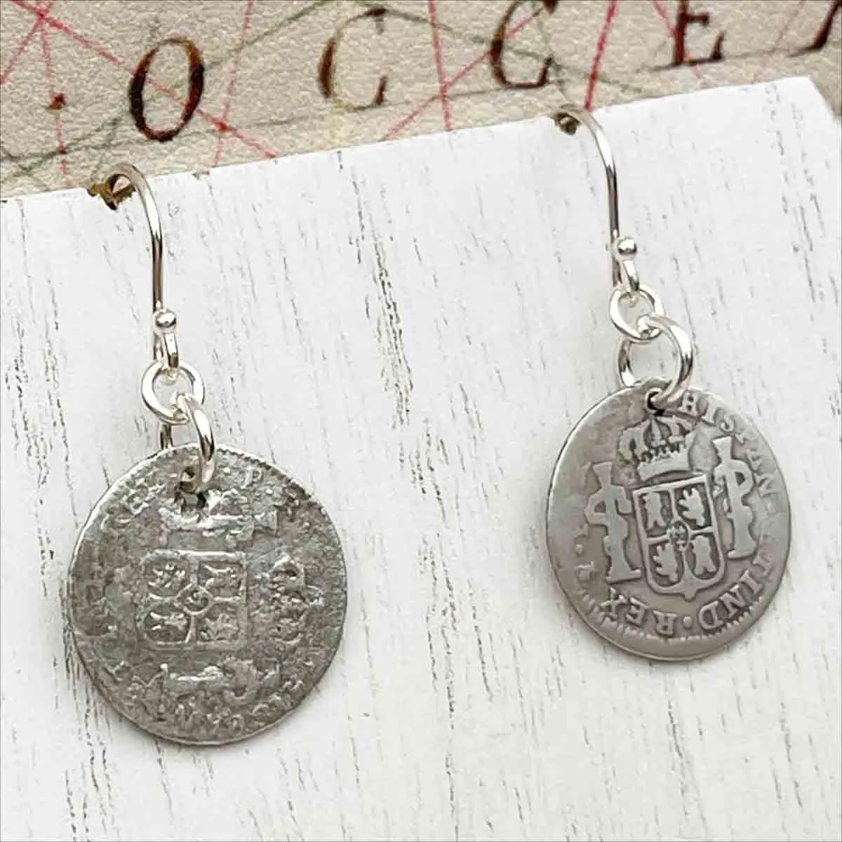 Pirate Chic Silver Half Reale Spanish Portrait Dollars Dated 1784 & 1784 - the Legendary "Piece of Eight" Earrings | Artifact #8837