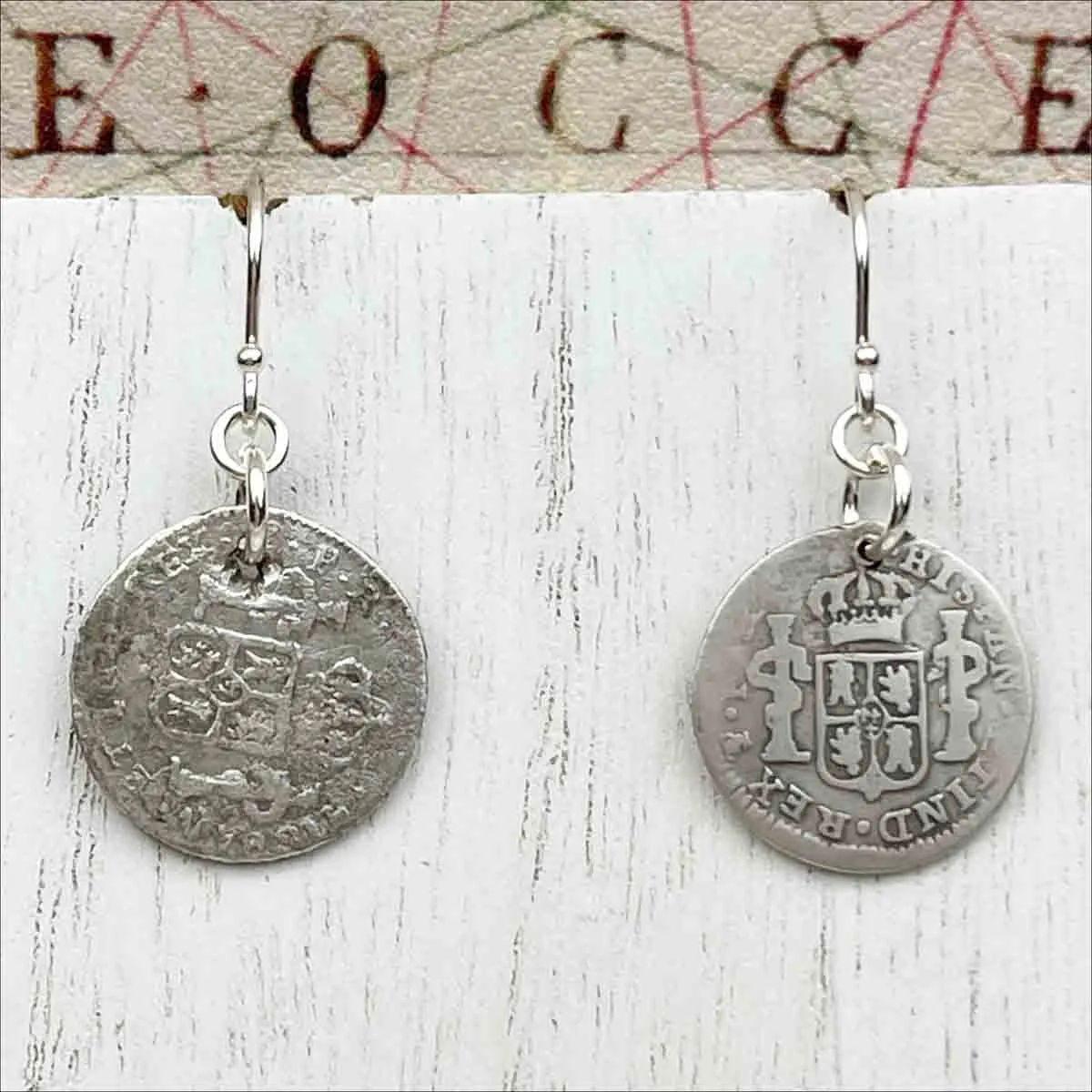 Pirate Chic Silver Half Reale Spanish Portrait Dollars Dated 1784 & 1784 - the Legendary "Piece of Eight" Earrings | Artifact #8837