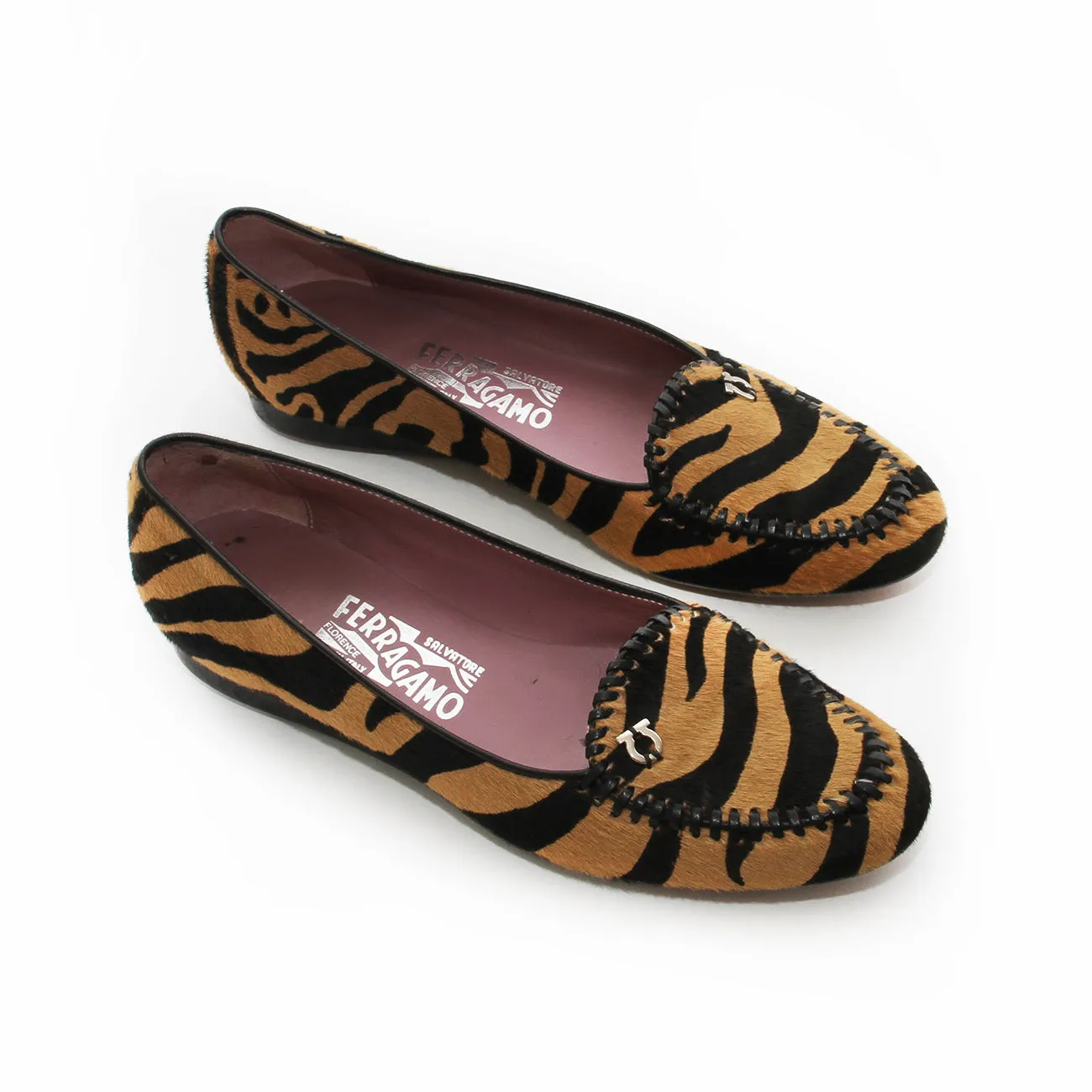 Pony Hair Tiger Print Driving Loafers