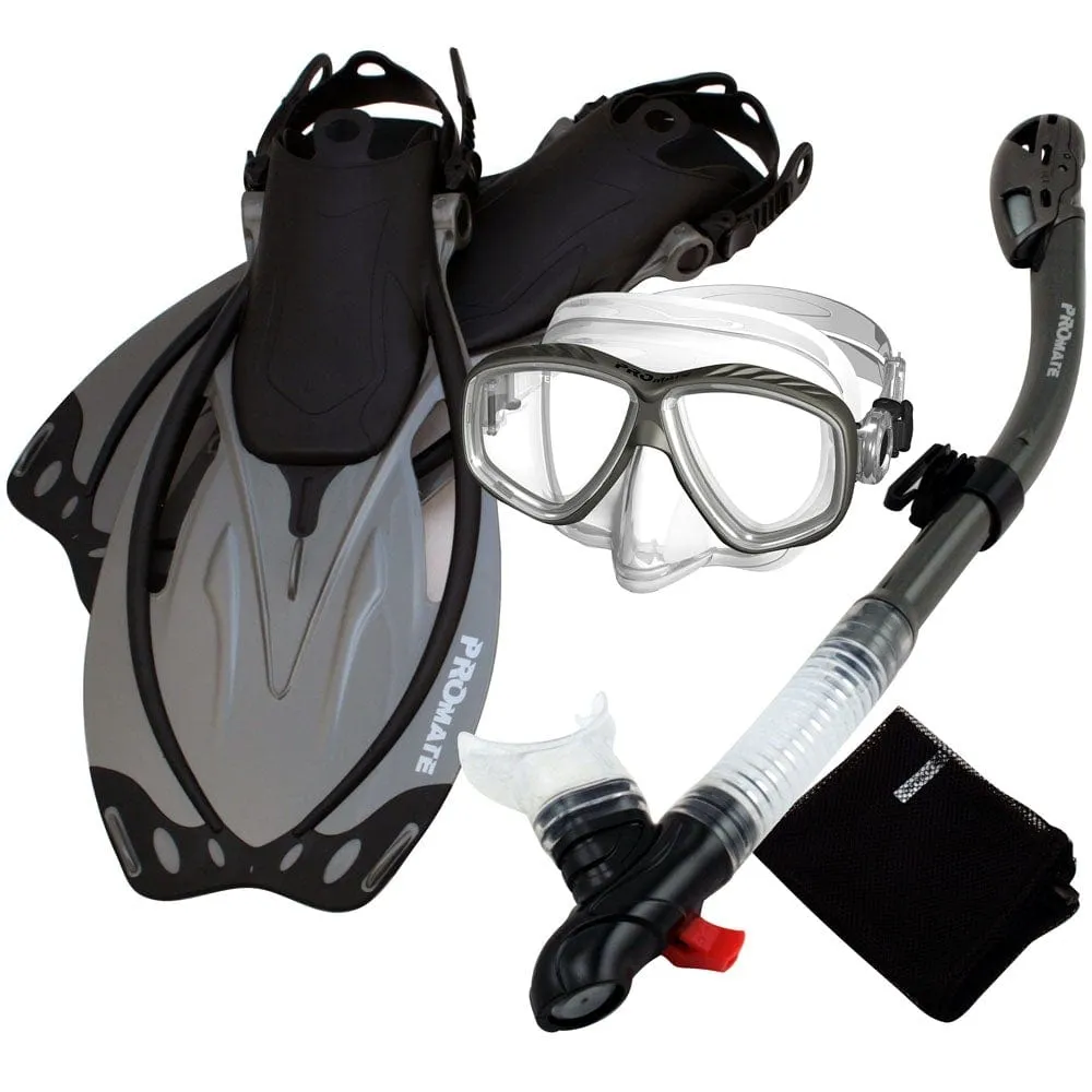 Promate Snorkeling PURGE Mask Dry Snorkel Fins Mesh Bag Set - SCS0097