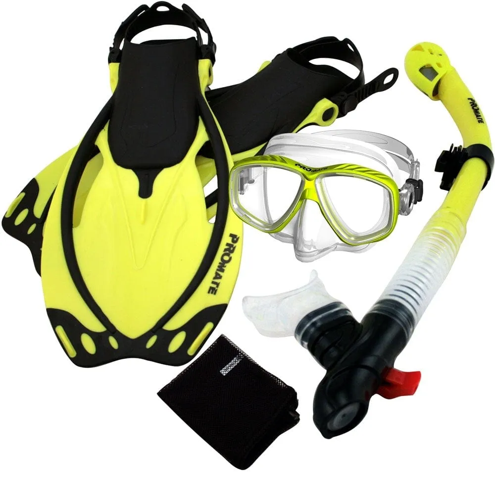 Promate Snorkeling PURGE Mask Dry Snorkel Fins Mesh Bag Set - SCS0097