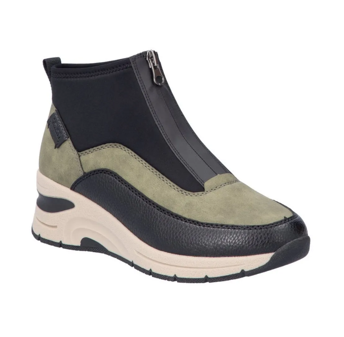 Rieker 9362-54  Korsika  Green Zip Front Ankle Trainer Boots