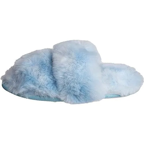 Roxoni Fuzzy House Slippers for Women Comfortable Furry Spa Cozy Slip On Open Toe