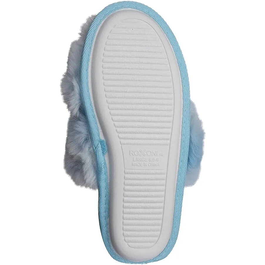 Roxoni Fuzzy House Slippers for Women Comfortable Furry Spa Cozy Slip On Open Toe