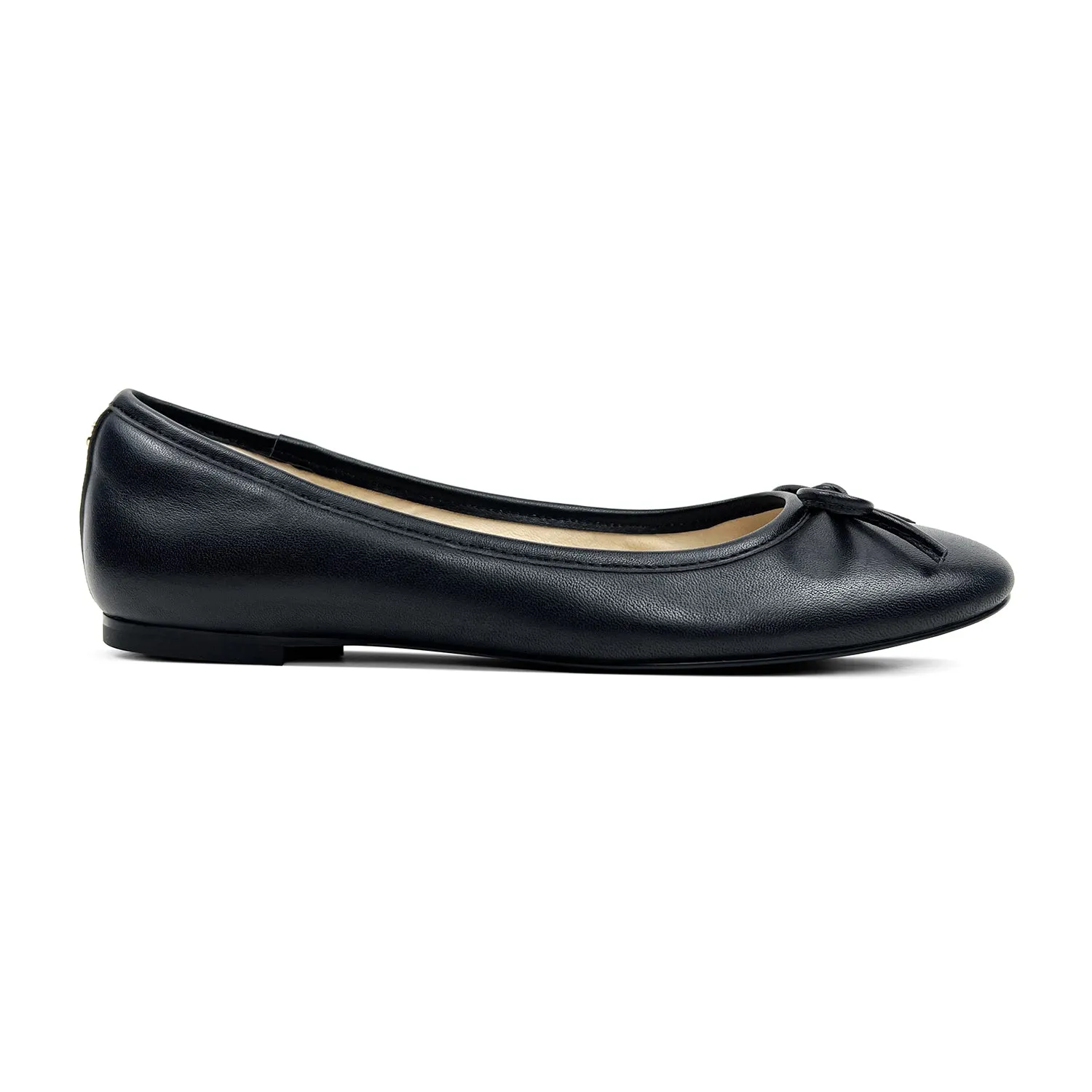 Sadie Ballet Flat in Black Leather