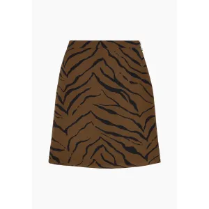 Sadie Flare Tiger Print Mini Skirt In Brown