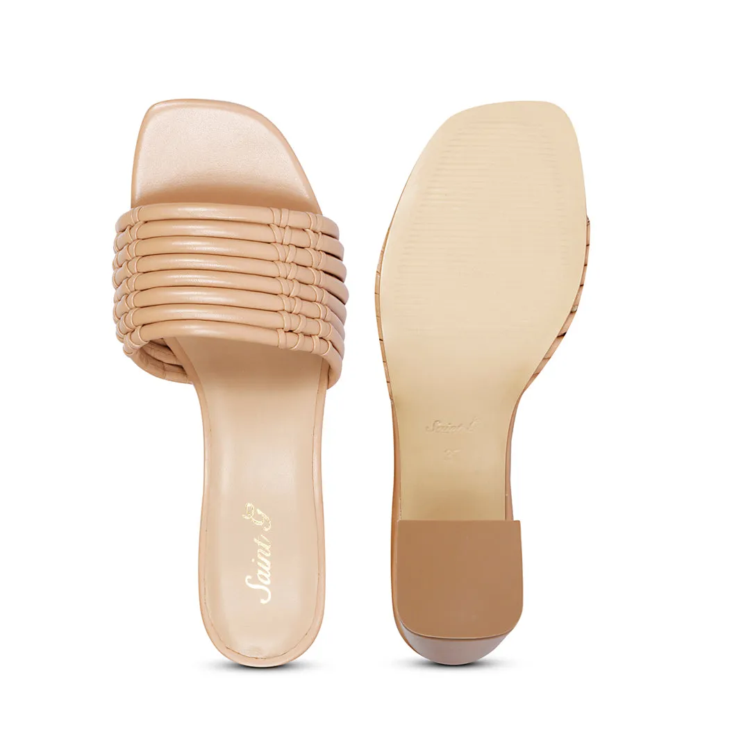 Saint Bethany Nude Leather Block Heels