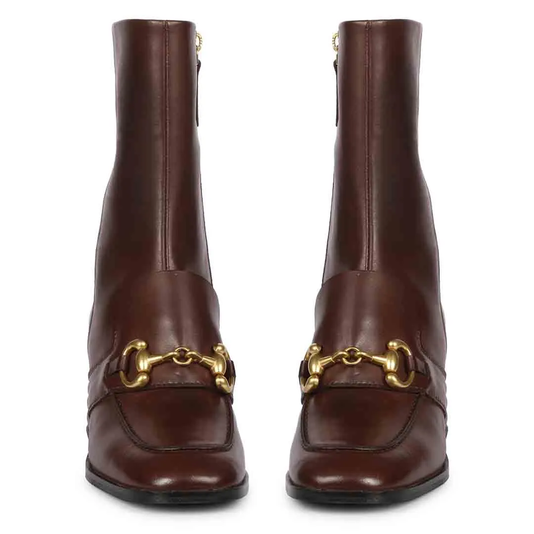 Saint Daffodil Chocolate Leather High Ankle Boots