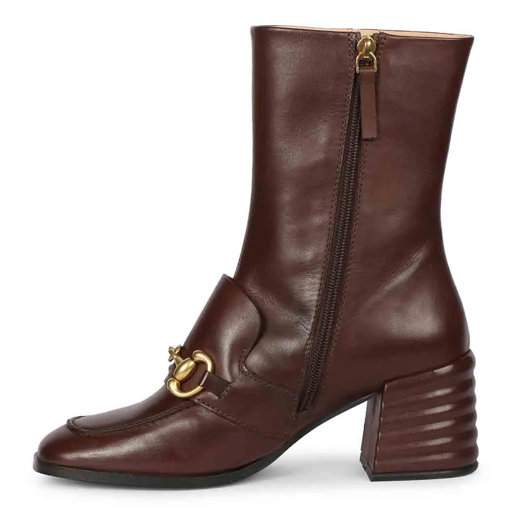 Saint Daffodil Chocolate Leather High Ankle Boots