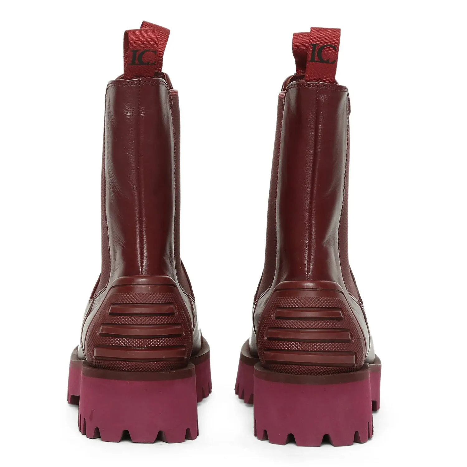 Saint Isla Burgundy Leather High Ankle Boots