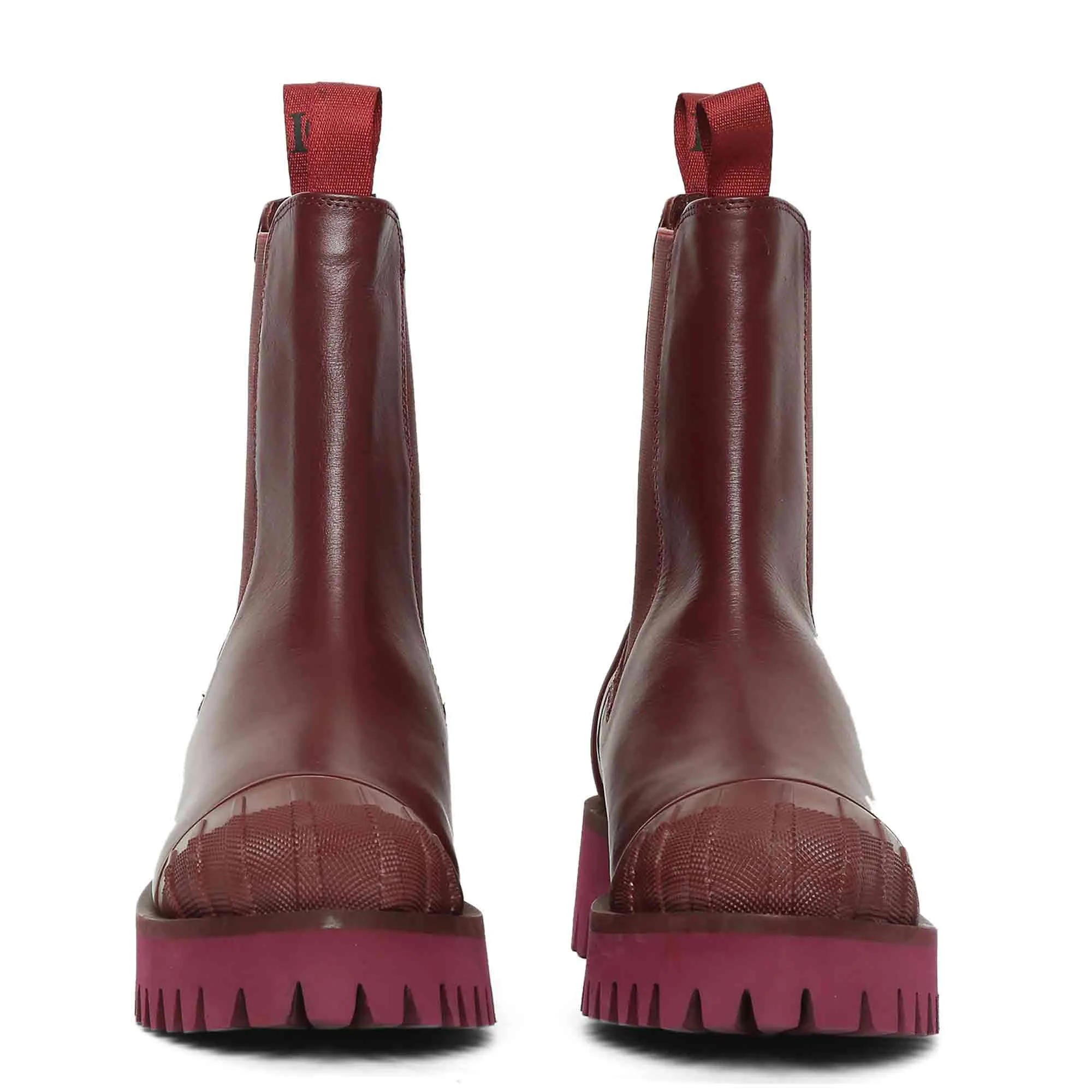 Saint Isla Burgundy Leather High Ankle Boots