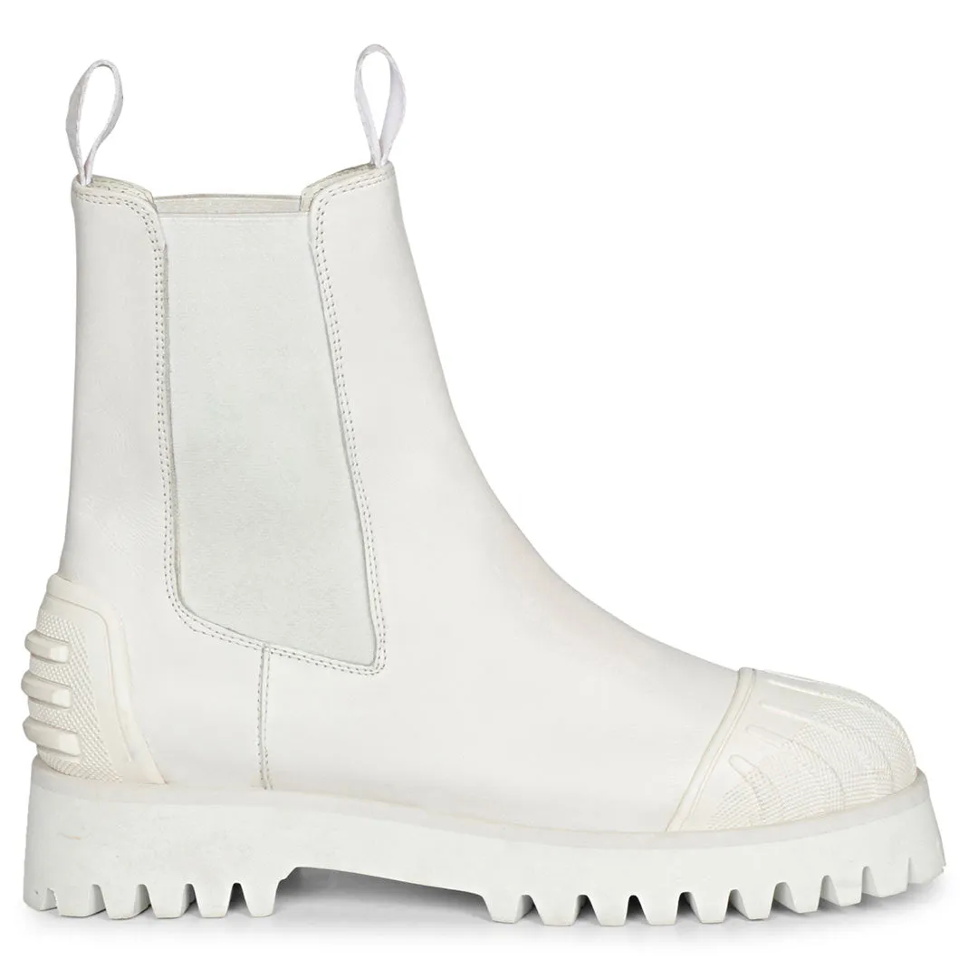 Saint Isla White Leather High Ankle Boots