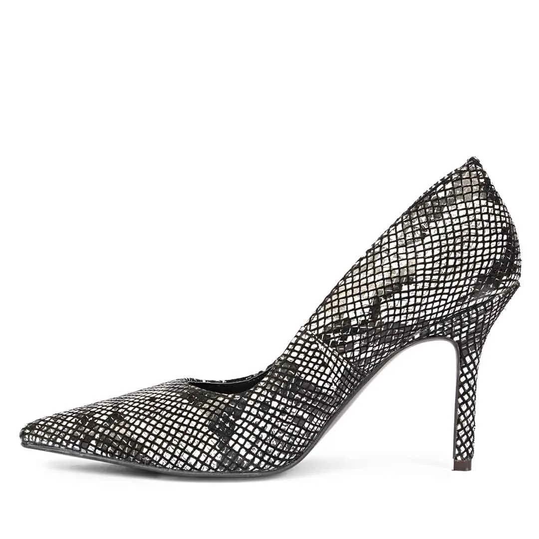 Saint Nella Black Snake Print Leather Pumps