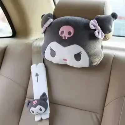 Sanrio Hello Kitty & Kuromi Plush Car Neck Pillow & Seat Belt Cover – Kawaii Anime Plushie Dol